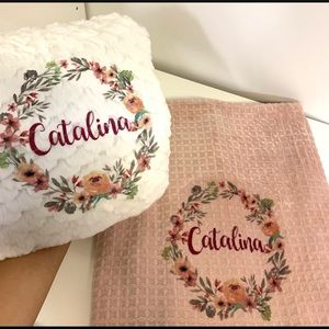Personalized baby blanket & pillow set